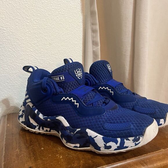 NWOT Adidas D.O.N. Issue 3 Kansas City Jayhawks NCAA Basketball Shoe Blue 5.5 - Picture 12 of 13